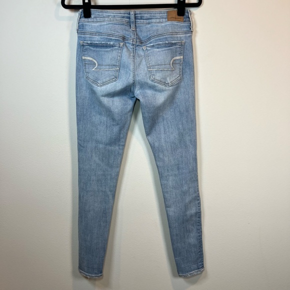 American Eagle Women's Super Super Stretch Jegging Jeans Light Blue Denim Size 4 - Picture 7 of 12